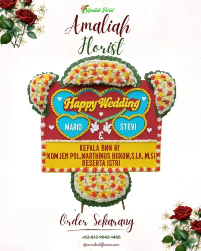 Karangan Papan Bunga Pernikahan di Sabaru